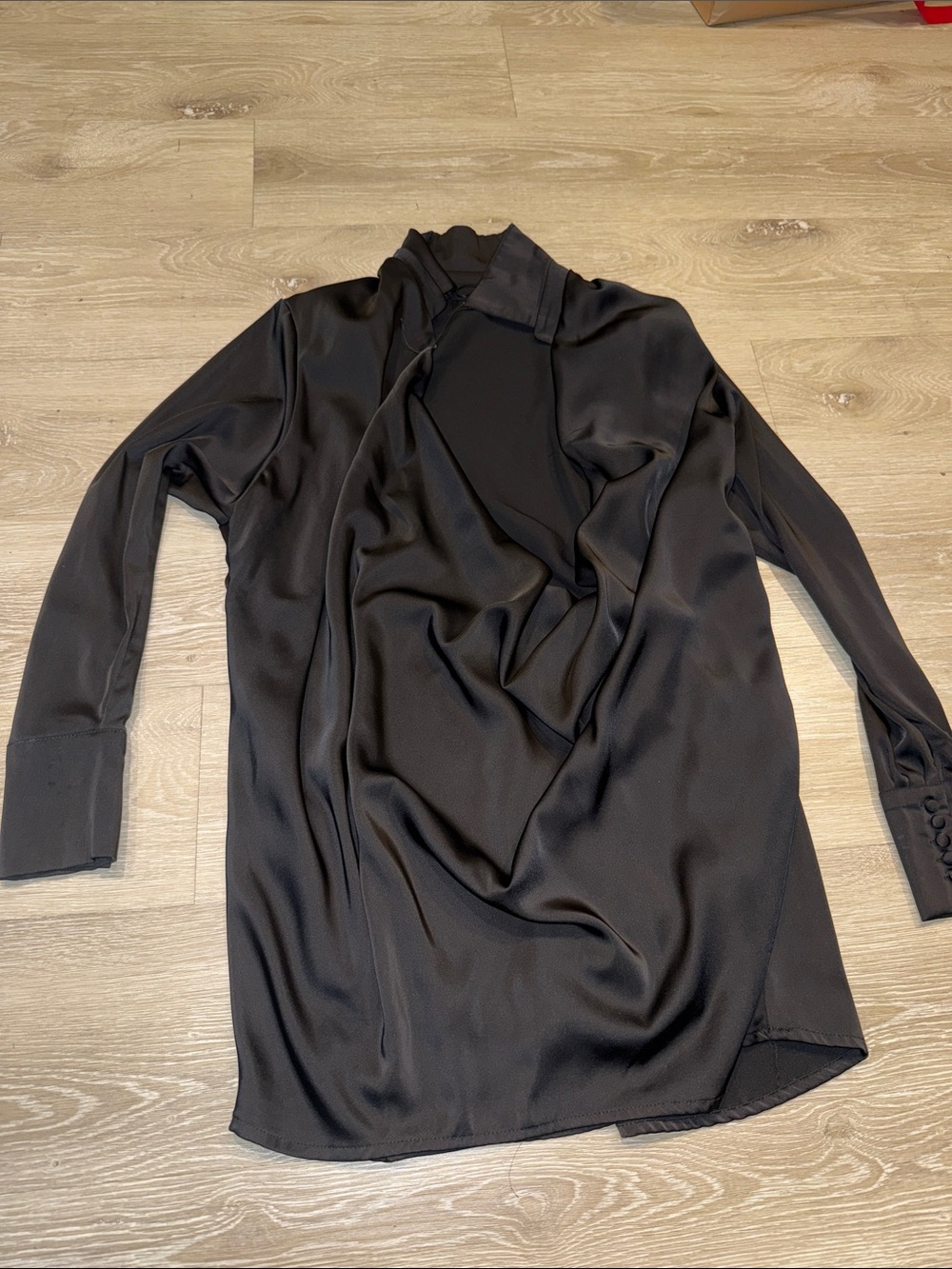 Missguided Black Satin Draped Mini Dress